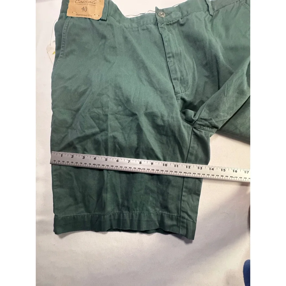 Roundtree & Yorke Chino Shorts Mens 40 Green Relaxed Fit Cotton Twill NWT Top 40